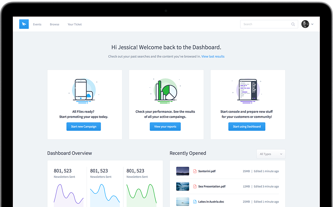 Dashboard opened on macbook