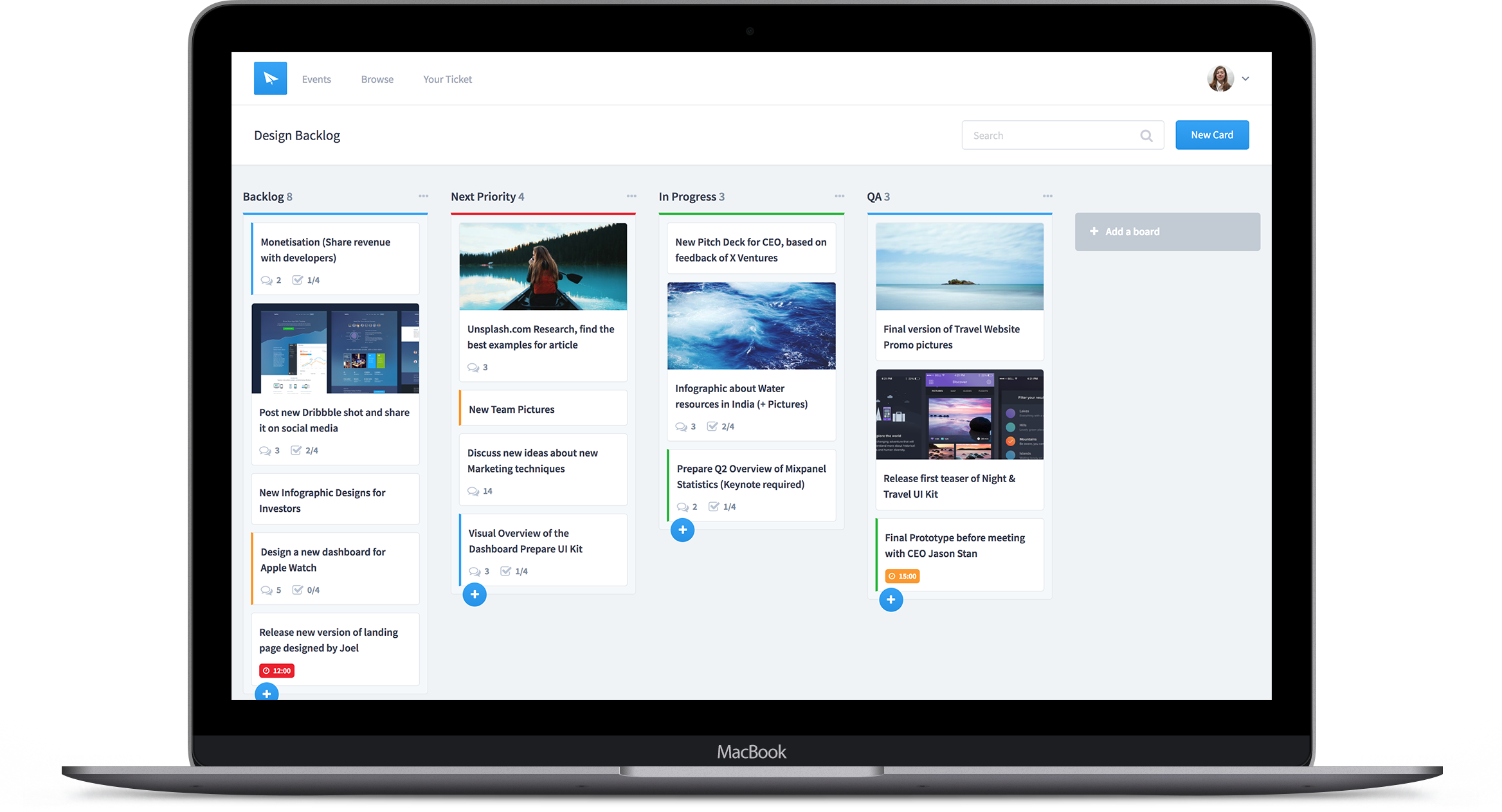 Dashboard opened on Macbook